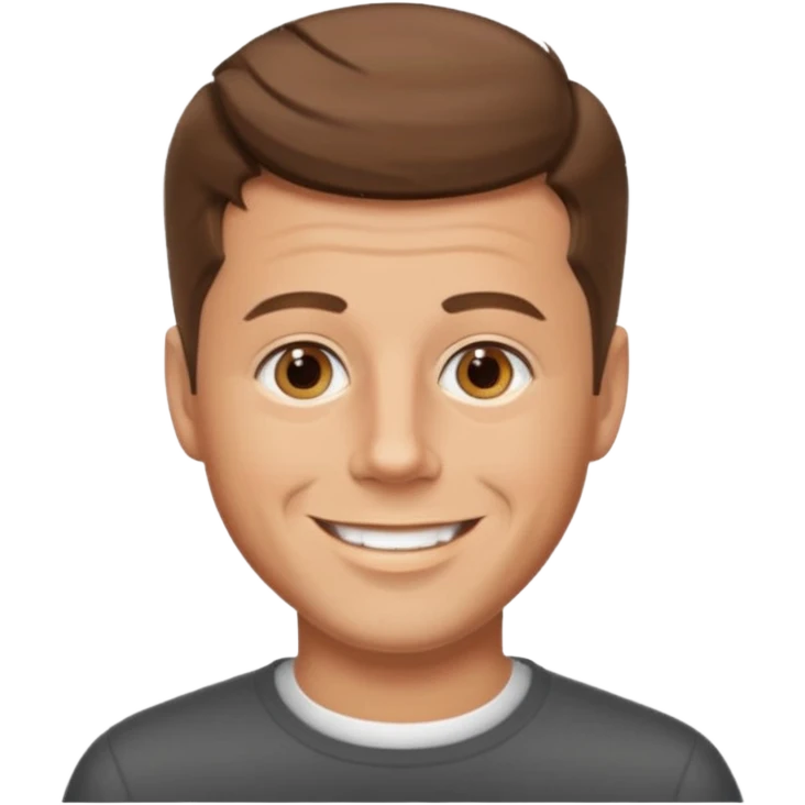 guy with a JFK style haircut that is medium brown. hazel eyes that lean green. light skin emoji