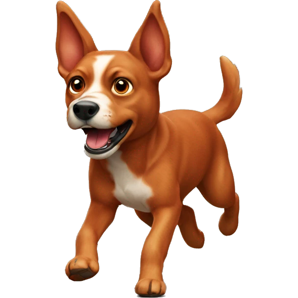 realistic solid red dog with pointed ears running emoji