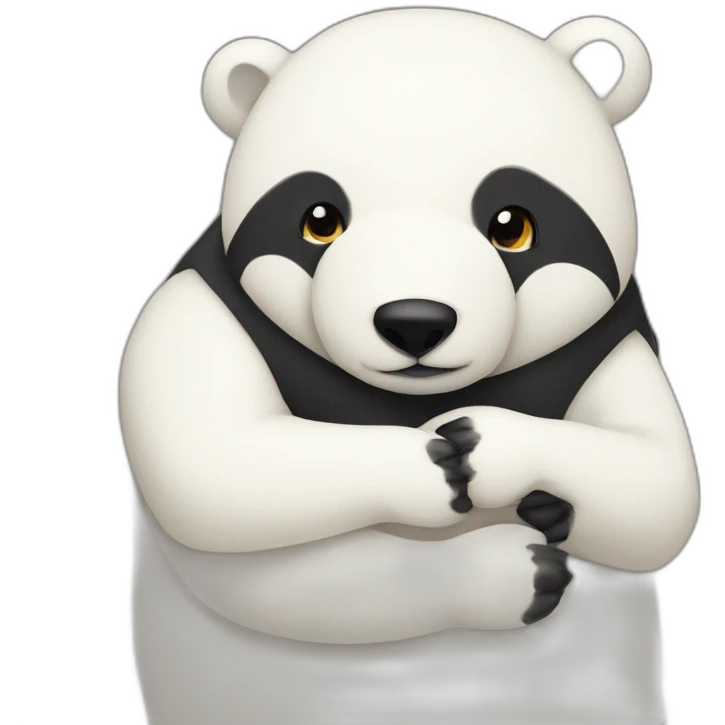 fat white bear hugs black fox emoji