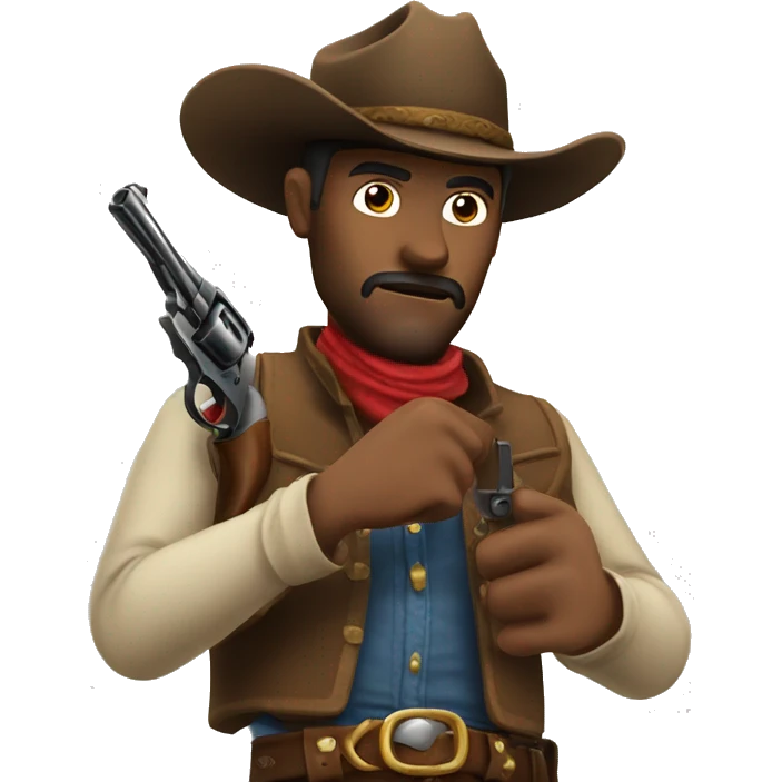 Cowboy holding a pistol getting ready for a duel emoji