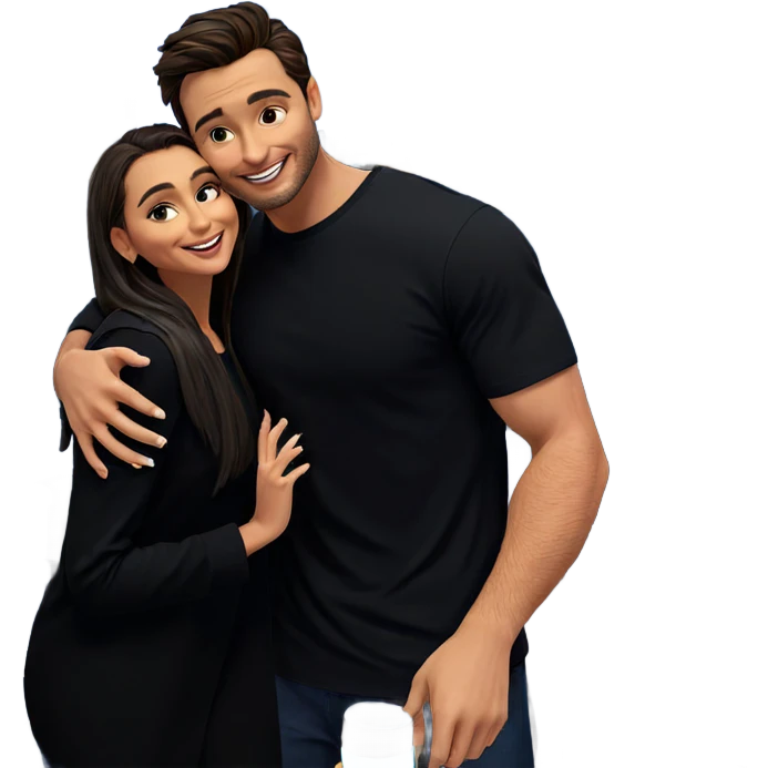 smiling couple at night city emoji