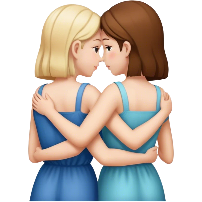 Due sorelle che si abbracciano e si vedono da dietro emoji