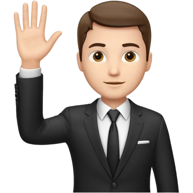 The businessman extends his hand to the side, as if he is about to take something. emoji