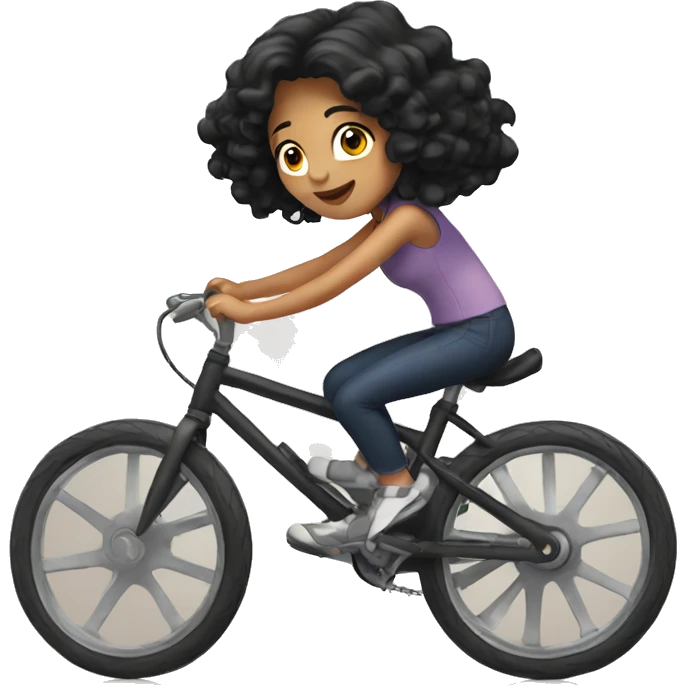 Girl with black hair riding bike  emoji