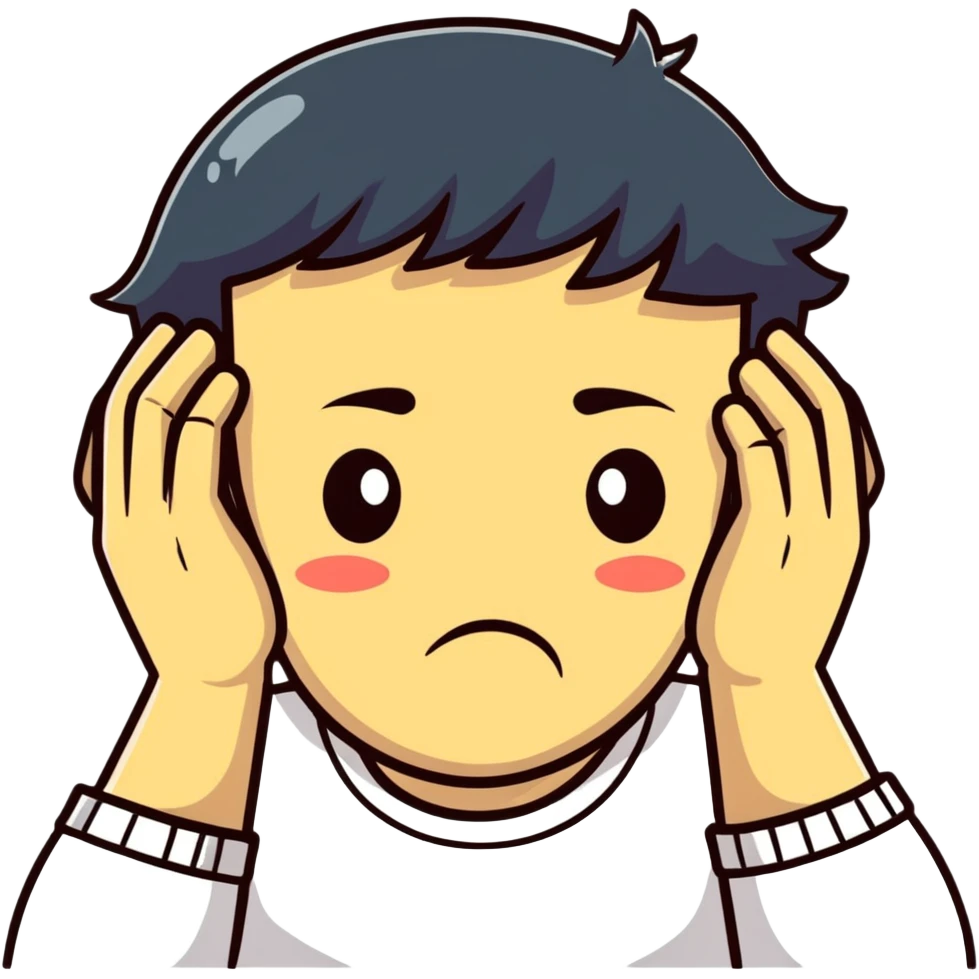 Face clutching head in agony and pain, suffering expression, hands gripping head emoji