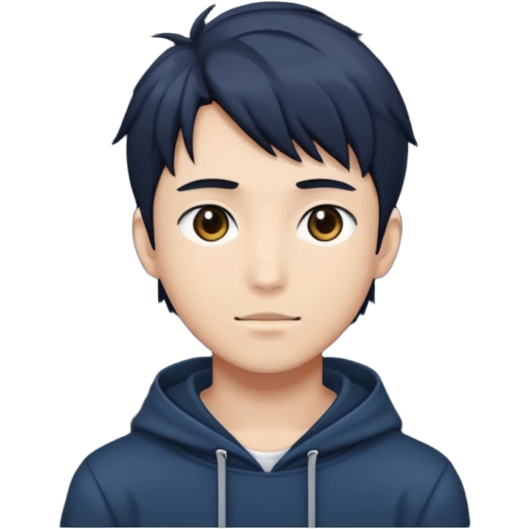A dark anime-style illustration of a young man emoji