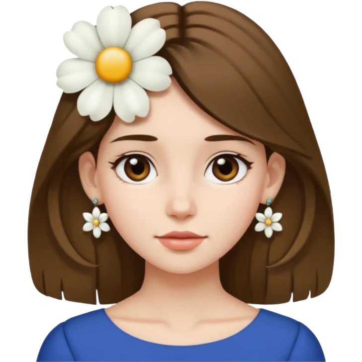 Medium Hair Girl with big white flower earrings emoji