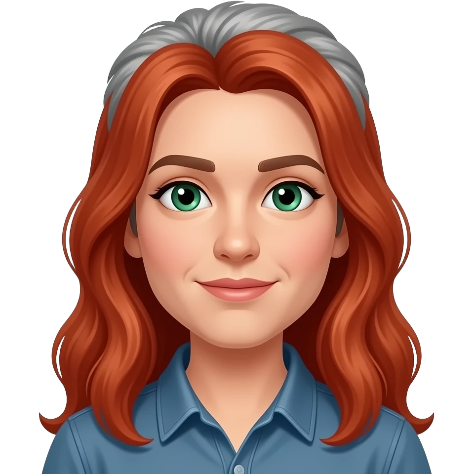 Woman with red hair and green eyes wiry man with grey hair and brown eyes emoji