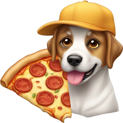 perro con una pizza de gorra emoji