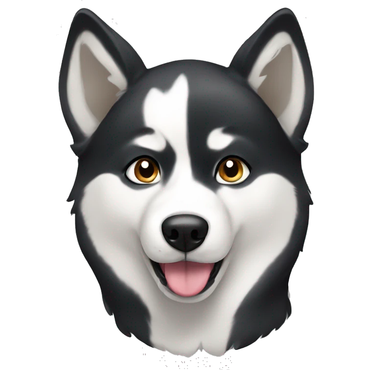 Black and white short hair husky big ears emoji