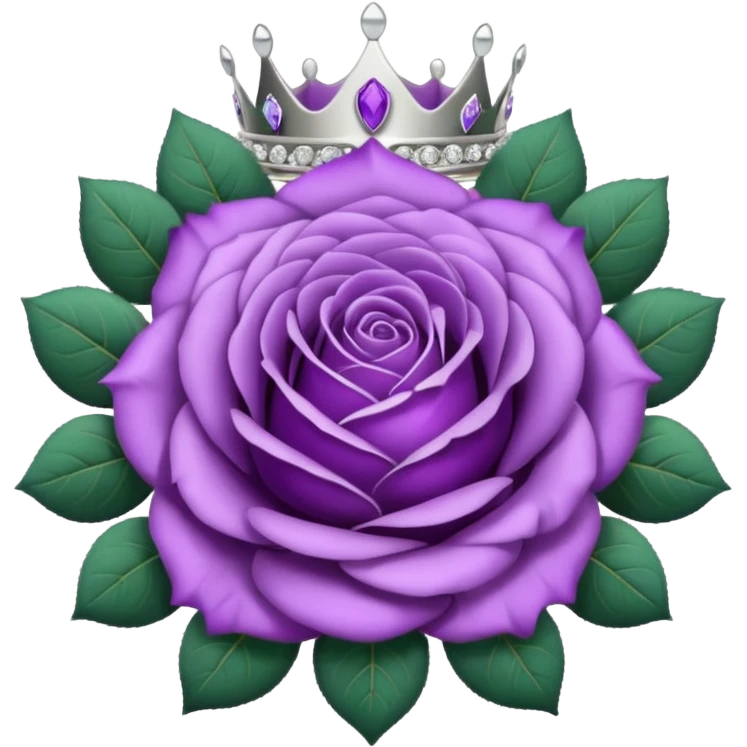 Purple rose flower, silver circle plaque, silver tiara emoji