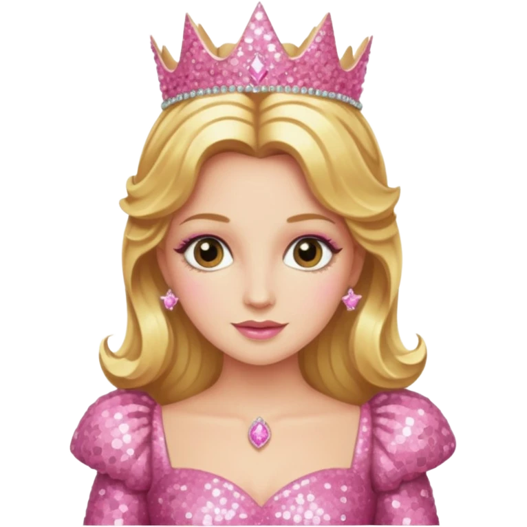 Glinda from the Wizard of Oz with golden blonde hair, pink sequin outfit emoji