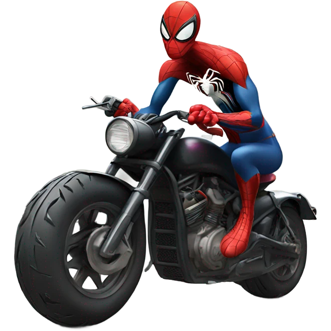 Monster spider man that looks like venom on a motorcycle  emoji