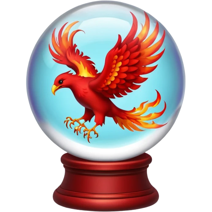 A red fiery phoenix inside a transparent crystal ball with no stand emoji