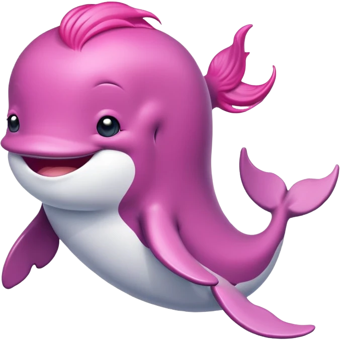 Whale with pink hair dancing emoji
