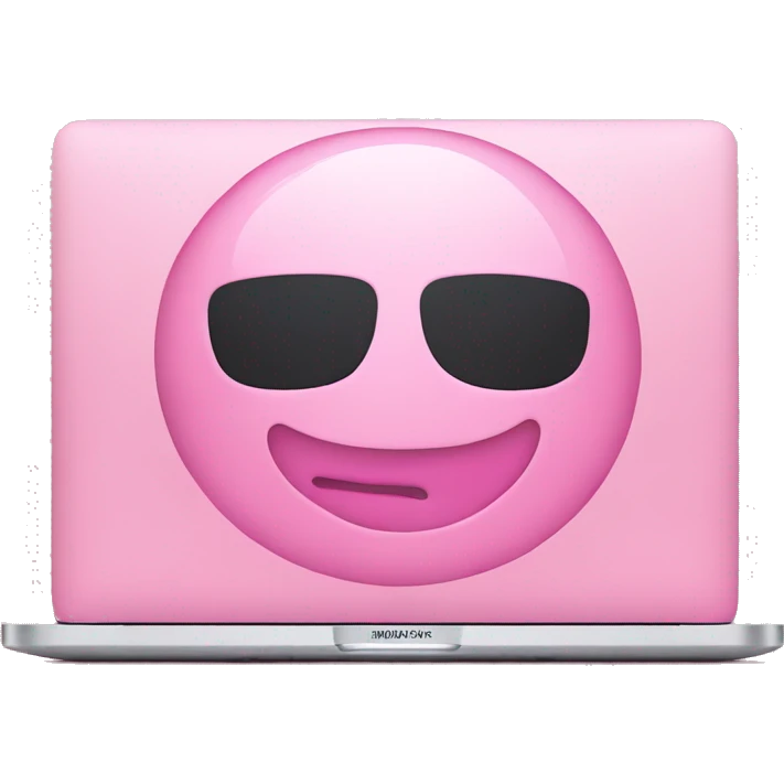Pink MacBook with film for screen emoji