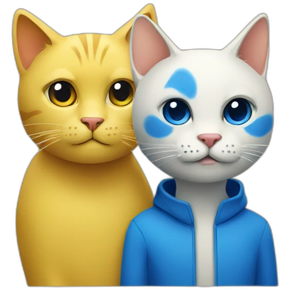 a yellow cat and a blue man emoji