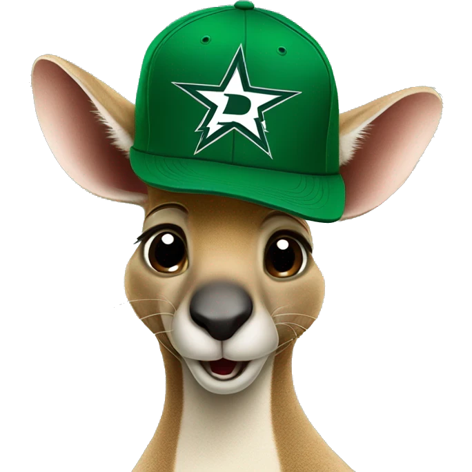 Kangaroo wearing a dallas stars hat emoji