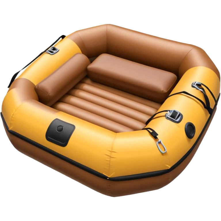 brown round shape inflatable boat with several black chairs around the perimeter emoji