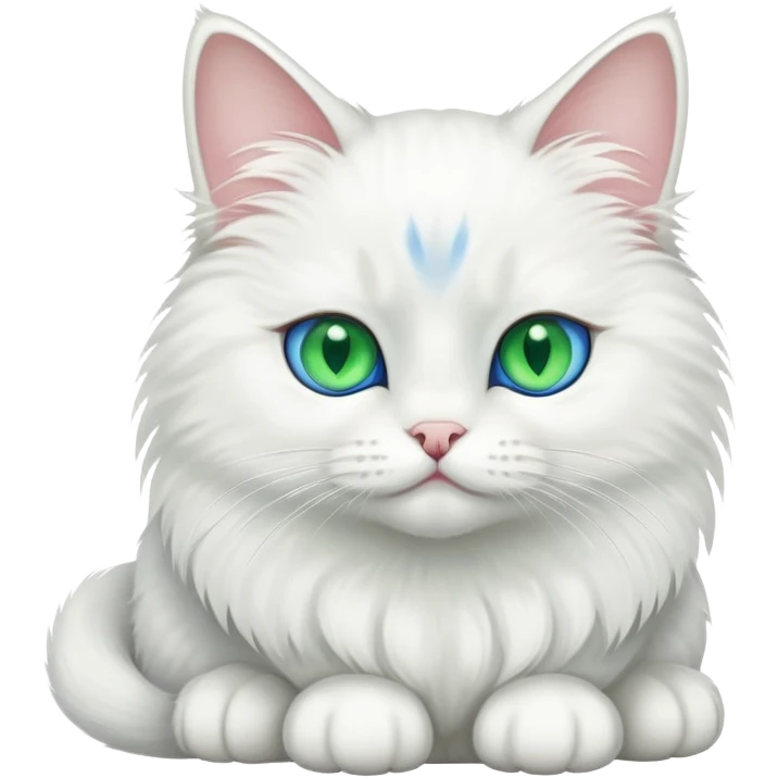 White Cat with blue eye and green eye  emoji
