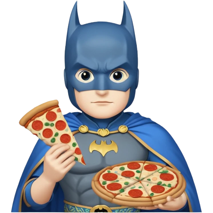 batman, wearing blue ancient chinese custome, with pizza emoji