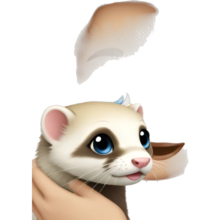Ferret in hands of a blond girl with blue eyes and long eyelashes  emoji