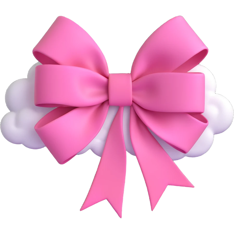pink bow with soft cloud-like texture emoji