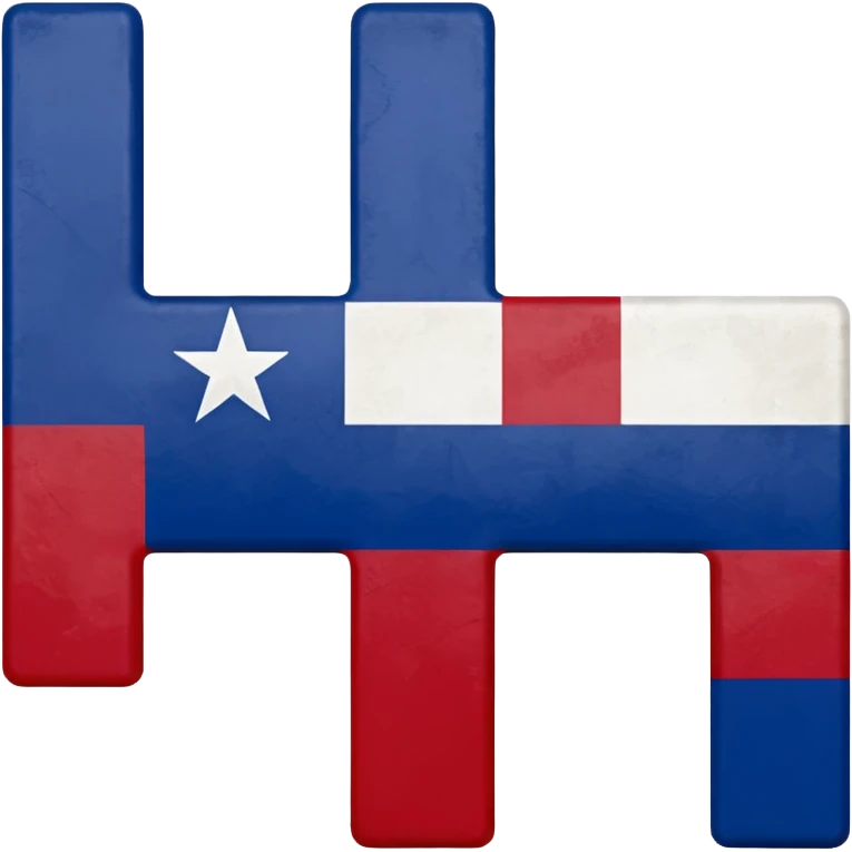 "A" "T" "X" Block letters painted the colors of the Texas state flag emoji