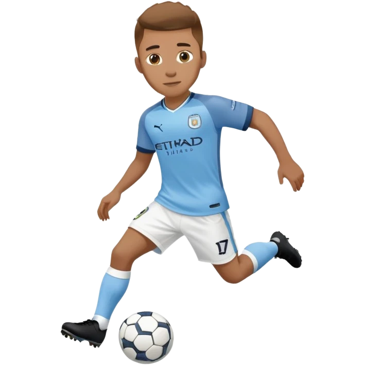 Soccer player wearing Manchester City sky blue jersey and white shorts emoji
