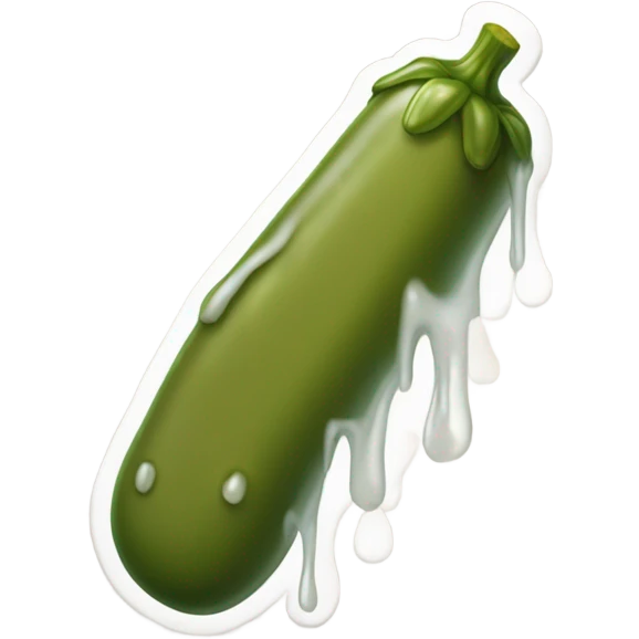 Tanned skinny long pickle with white paint dripping emoji