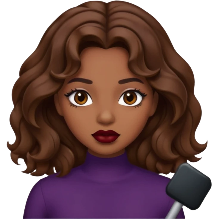 Baddie girl with brown weavy hair emoji