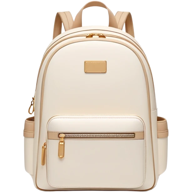 ivory women's commuter backpack with beige trim, minimal aesthetic, plain emoji