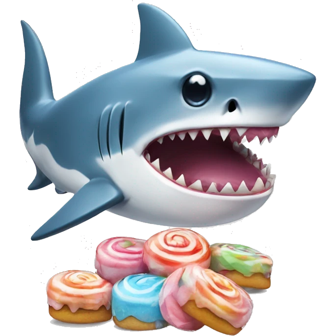 The shark is crying with sweets emoji