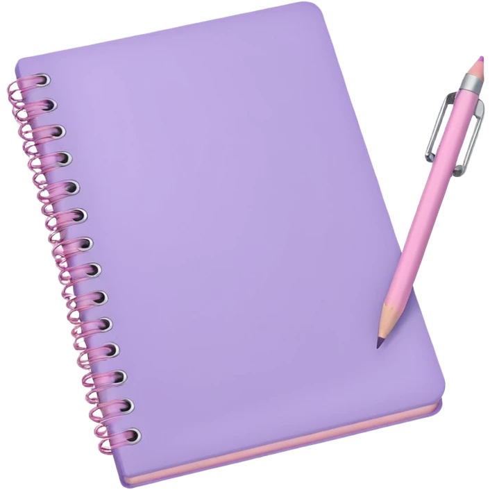 pastel purple spiral notebook with a soft pink pencil on top emoji