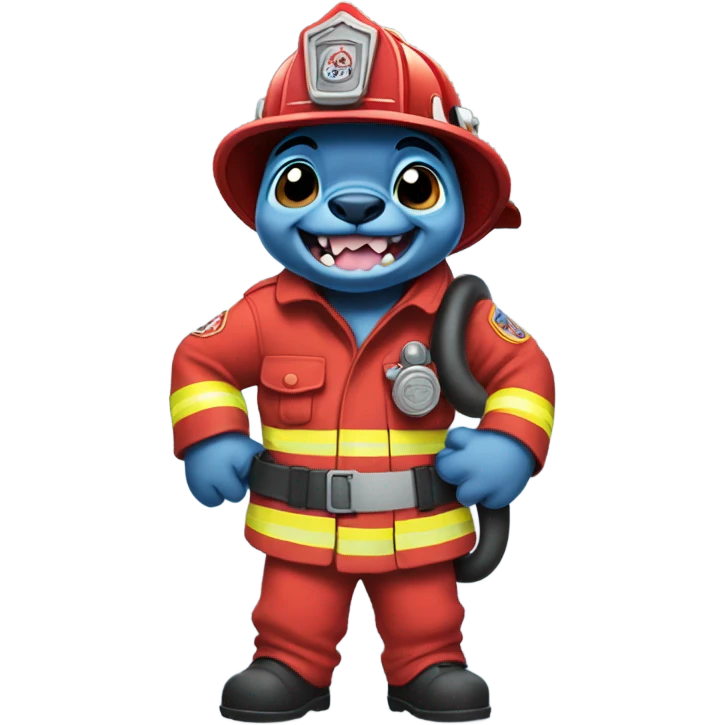 Disney stitch in a firefighter outfit emoji