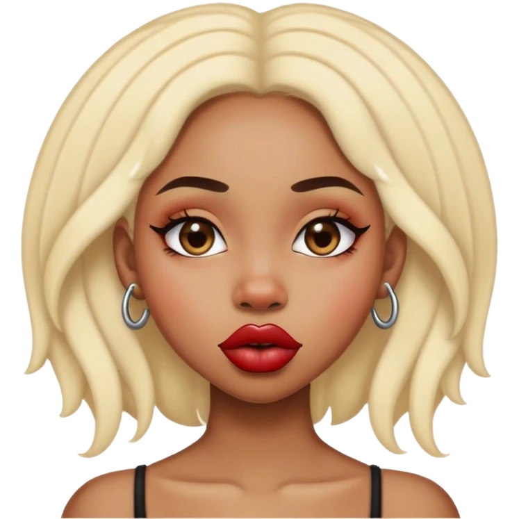 Light skin black girl with a septum piercing and big lips emoji
