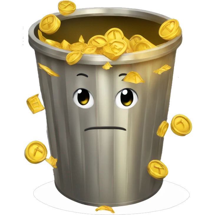 gold in trash can emoji