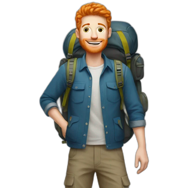 tall ginger male college student who likes to hike emoji