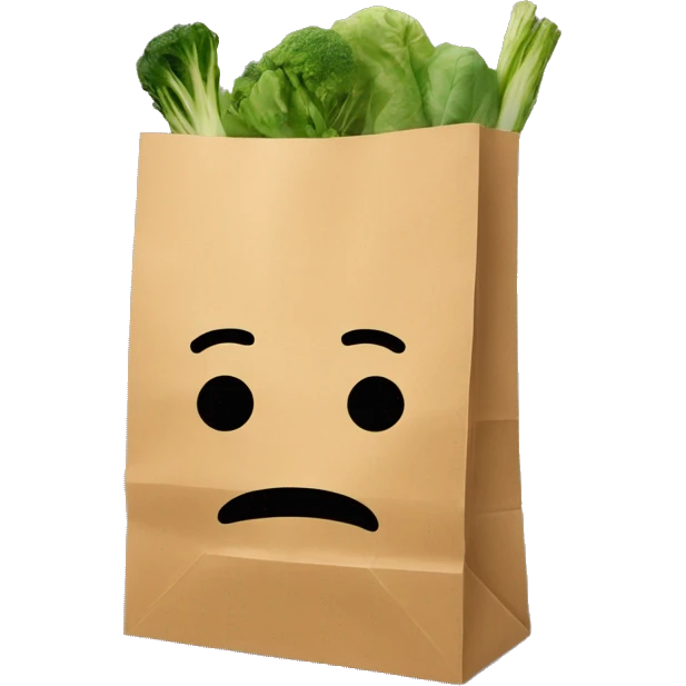 Vegetable paper bag with no face emoji
