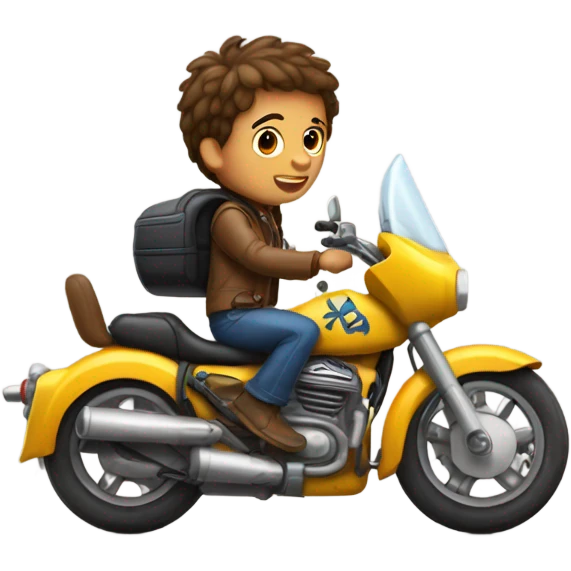 Niño con cabeza de perro en una moto emoji