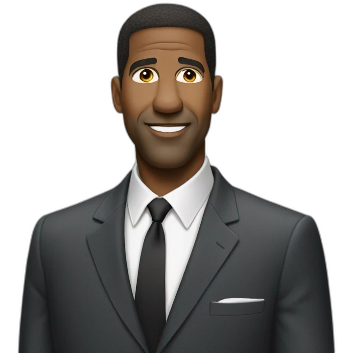 Denzel Washington smirk cartoon wearing suit emoji