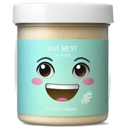 body scrub pot with label emoji