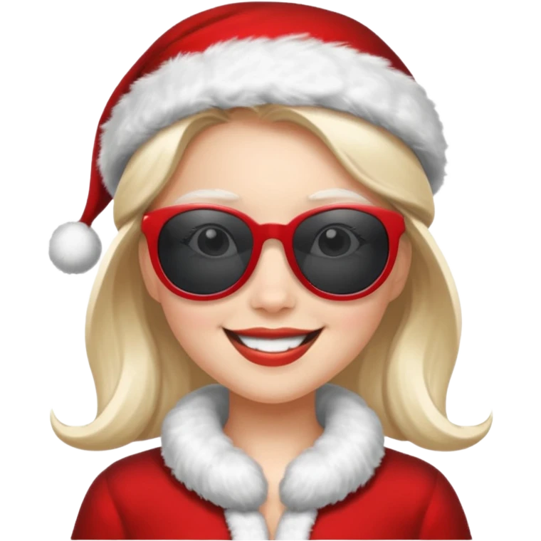 girl Santa with sunglasses emoji