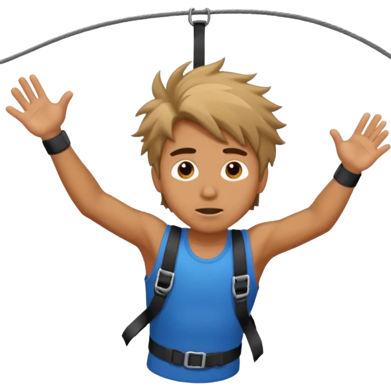 bungee jumping man face only with flying hair emoji