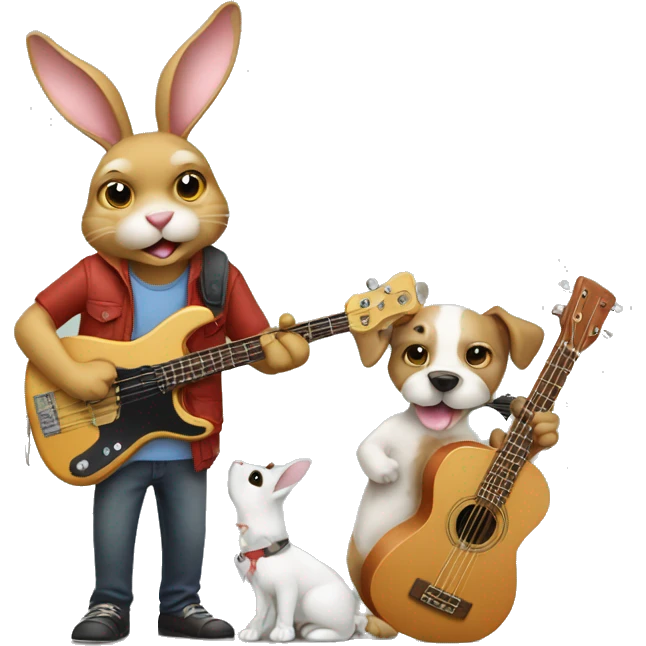 Rabbit with bass and dog with guitar emoji