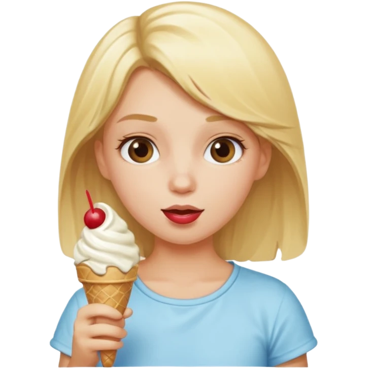 Blonde girl eating ice cream emoji