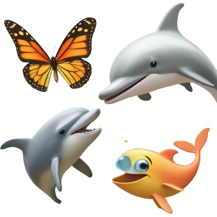  butterfly and dolphin nose emoji