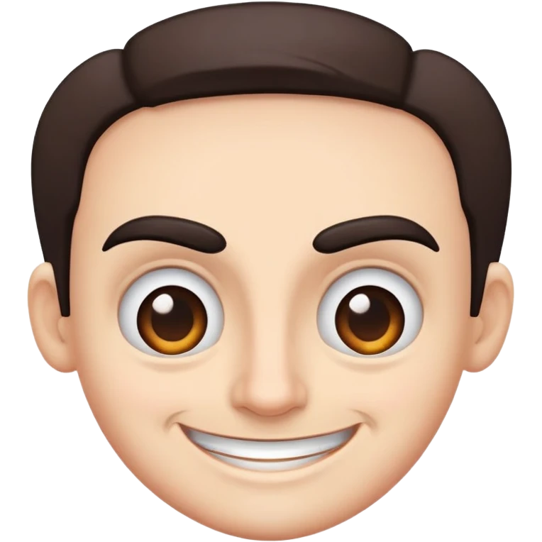 person with mad eyebrows and a smile emoji