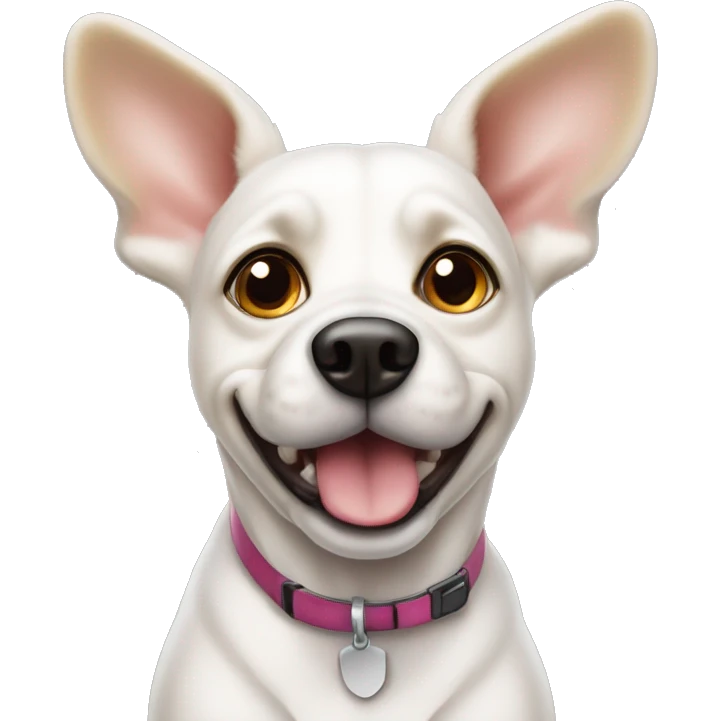 cute white-beigel dog with big up ears emoji