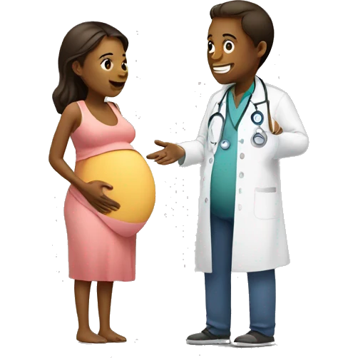 pregnant woman talking to a doctor emoji
